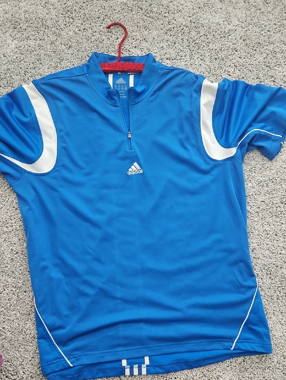 adidas Blue Athletic Half-Zip Jersey with White Accents
